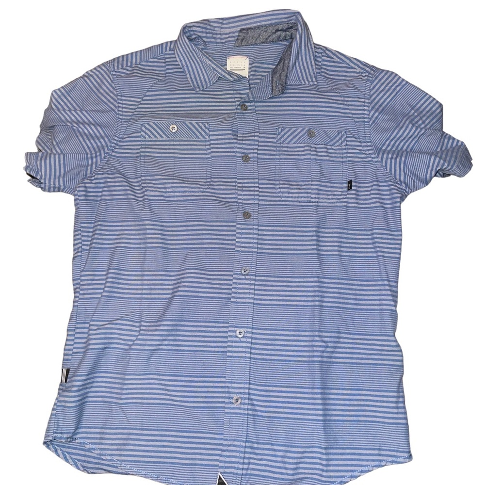 Split Co USA Men’s Button Down Short Sleeve Shirt Size Medium Blue Gray